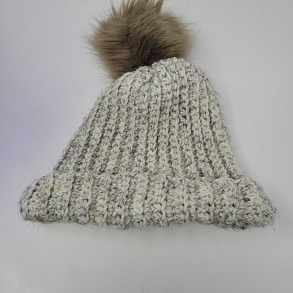 Womens Winter Knitted Beanie Hat with Faux Fur Pom Warm Knit Skull Cap - Picture 8 of 12